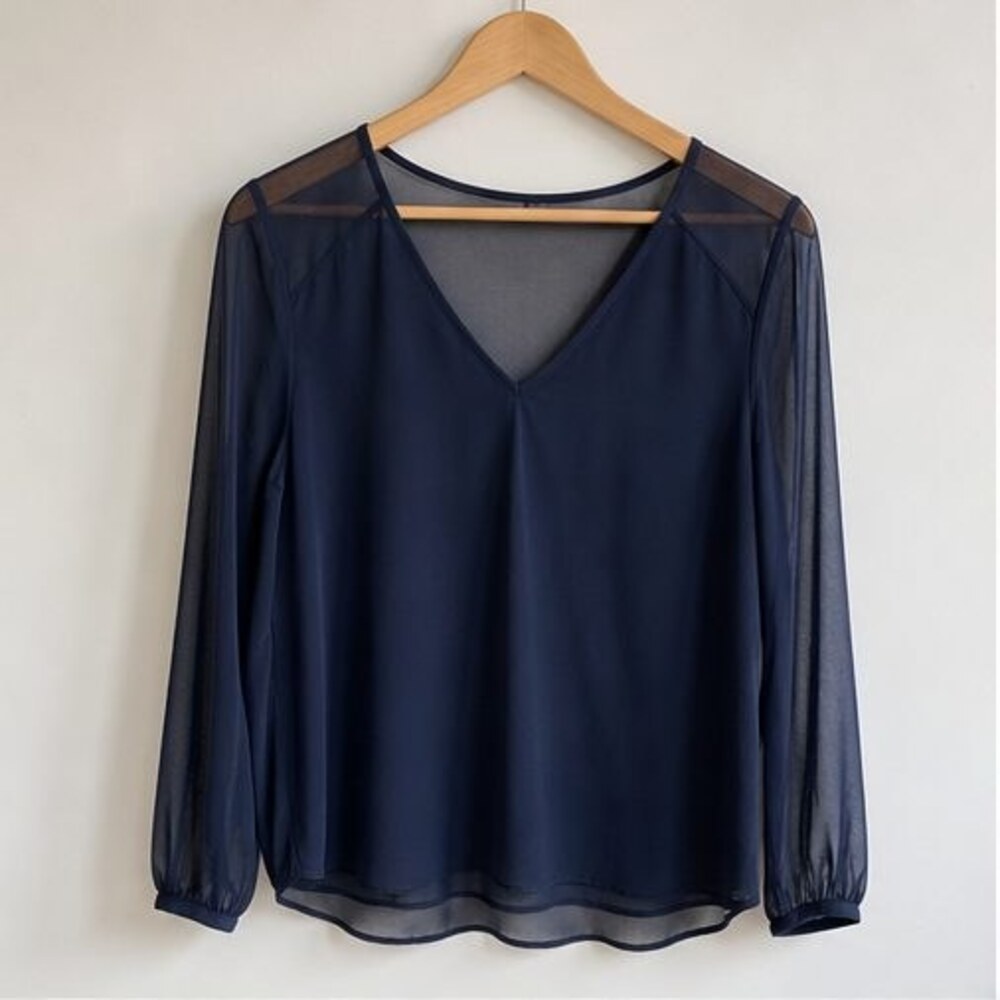 Navy Button Blouse